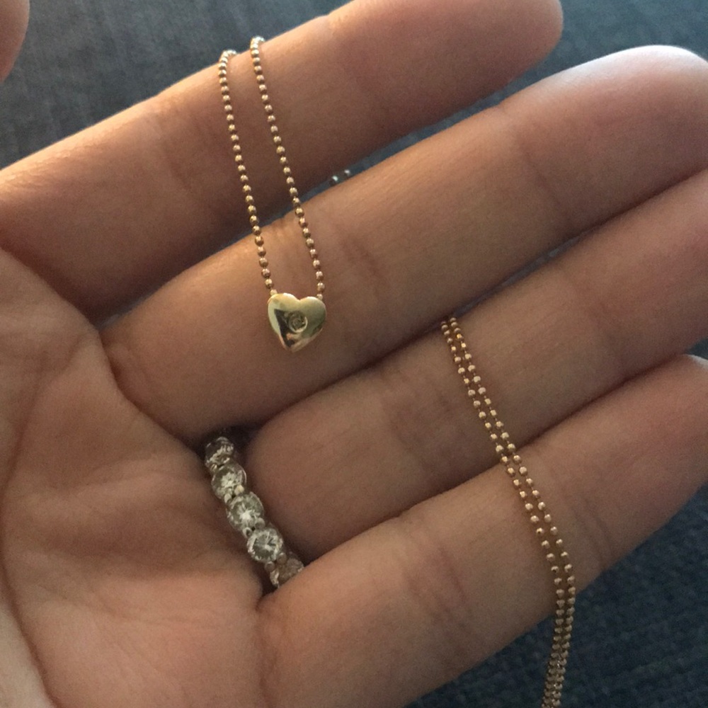 Gold Heart with Diamond Necklace